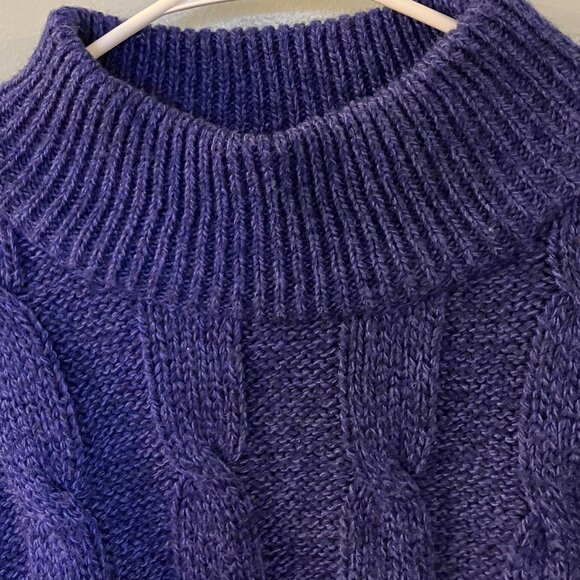 🙂French Connection Womens Cable Knit Turtleneck Sweater Cobalt Blue Size Small - Picture 3 of 8